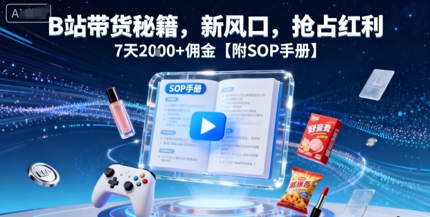 B站带货秘籍，新风口，抢占红利，7天2k+佣金【附SOP手册】-蓝海云网创