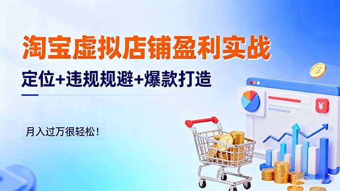 淘宝虚拟店铺盈利实战:定位+违规规避+爆款打造,月入过万很轻松!-蓝海云网创