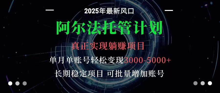 阿尔法托管计划 单账号月入3000-5000，长期稳定项目，新手小白轻松上手-蓝海云网创