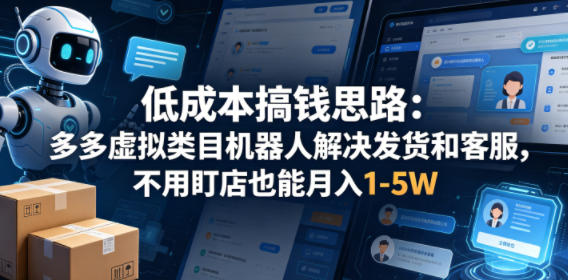 低成本搞钱思路：多多虚拟类目机器人解决发货和客服，不用盯店也能月入1-5W【揭秘】-蓝海云网创