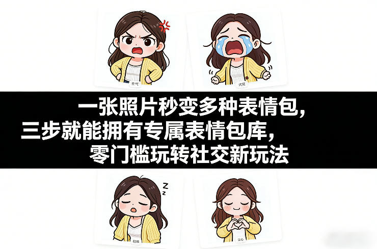 一张照片秒变多种表情包，三步就能拥有专属表情包库，零门槛玩转社交新玩法【文档】-蓝海云网创