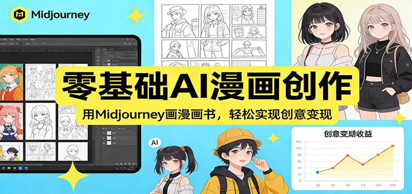 零基础AI漫画创作：用Midjourney画漫画书，轻松实现创意变现-蓝海云网创