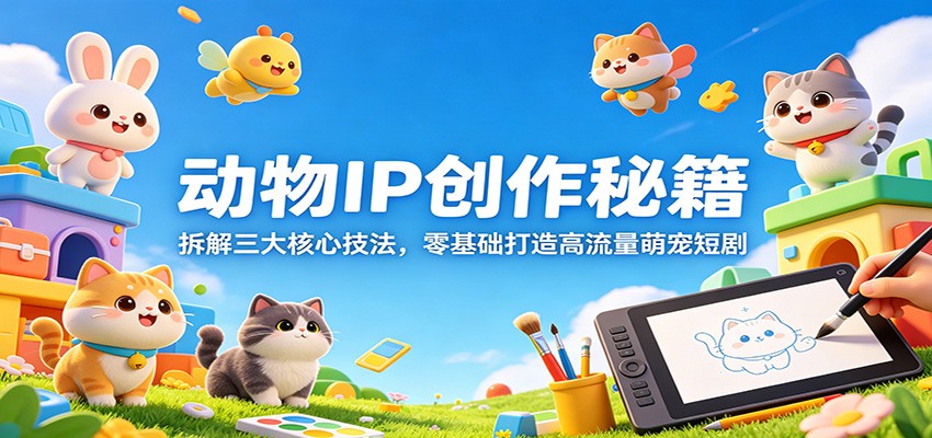 动物IP创作秘籍：拆解三大核心技法，零基础打造高流量萌宠短剧-蓝海云网创