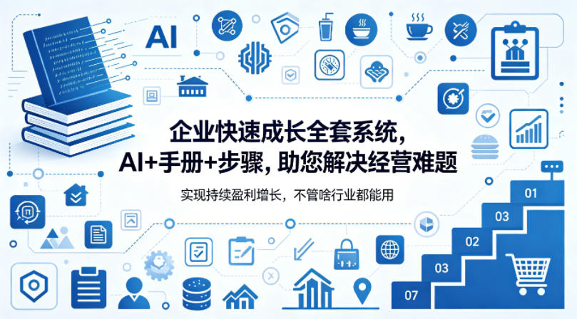 企业快速成长全套系统，AI+手册+步骤，助您解决经营难题，实现持续盈利增长，不管啥行业都能用-蓝海云网创