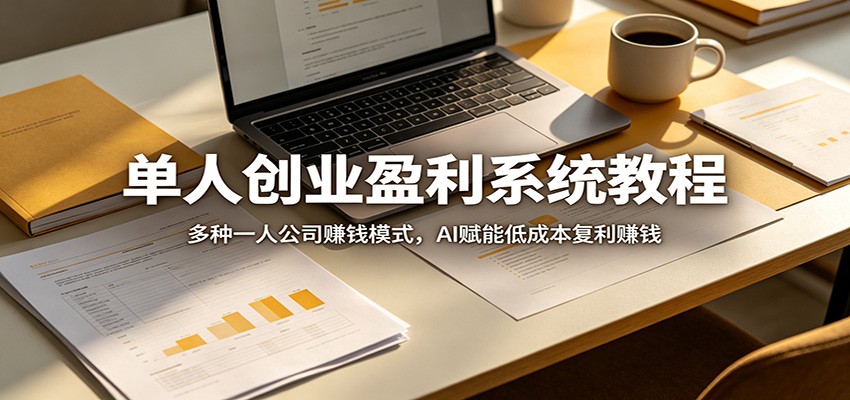 单人创业盈利系统教程：多种一人公司赚钱模式，AI赋能低成本复利赚钱-蓝海云网创