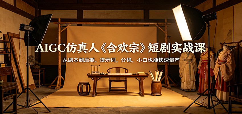 AIGC仿真人《合欢宗》短剧实战课：从剧本到后期，提示词，分镜，小白也能快速量产-蓝海云网创