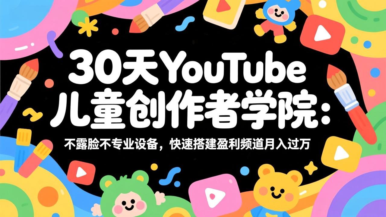 30天YouTube儿童创作者学院：不露脸不专业设备，快速搭建盈利频道月入过万-蓝海云网创