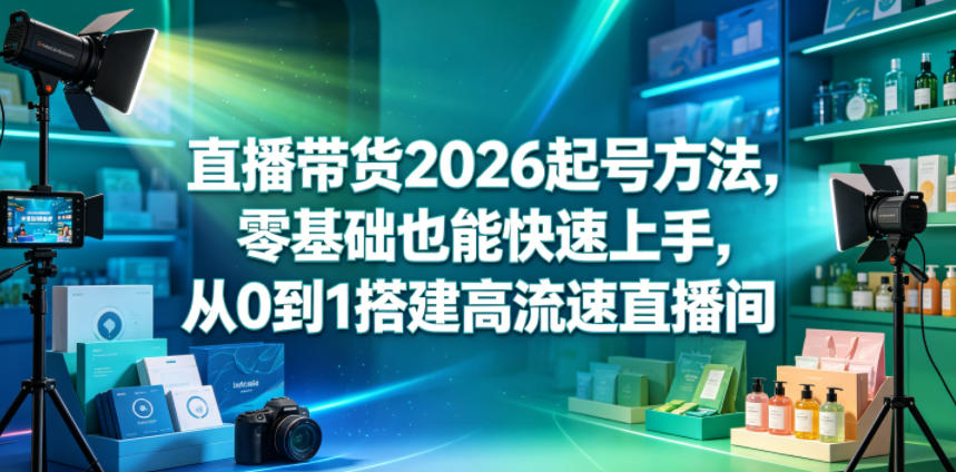 直播带货2026起号方法，零基础也能快速上手，从0到1搭建高流速直播间-蓝海云网创