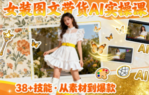 女装图文带货的AI实操课,覆盖38个实用技能,快速提升素材制作效率-蓝海云网创