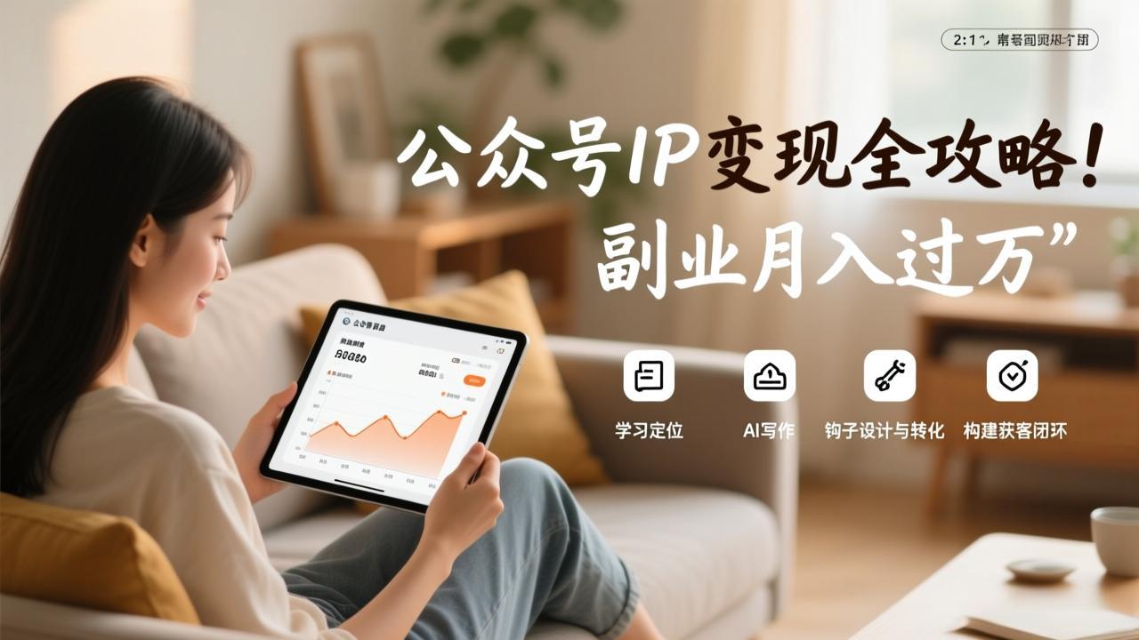 公众号IP变现全攻略，学习定位、AI写作、钩子设计与转化，构建获客闭环，副业月入过万-蓝海云网创