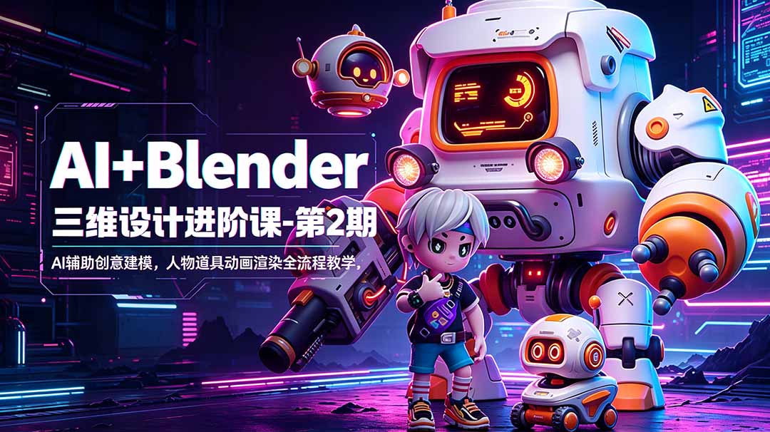 AI+Blender三维设计进阶课-第2期：AI辅助创意建模，人物道具动画渲染全流程教学-蓝海云网创