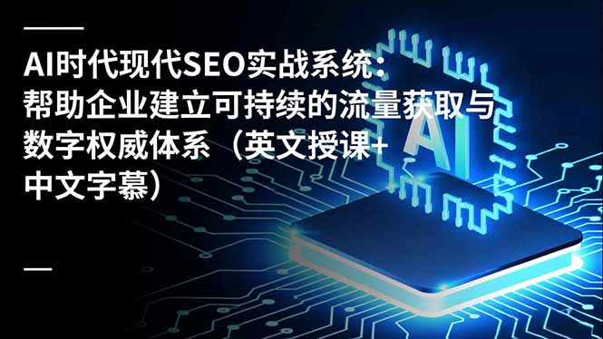 AI时代现代SEO实战系统：帮助企业建立可持续的流量获取与数字权威体系(英文授课+中文字幕-蓝海云网创