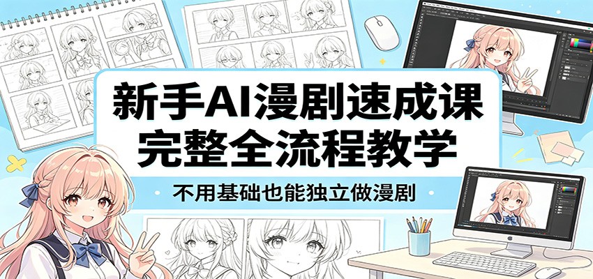 新手AI漫剧速成课：完整全流程教学，不用基础也能独立做漫剧-蓝海云网创