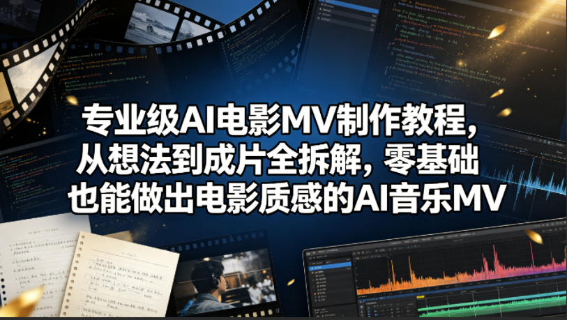 专业级AI电影MV制作教程，从想法到成片全拆解，零基础也能做出电影质感的AI音乐MV-蓝海云网创