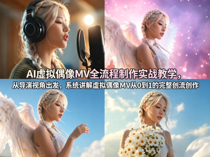 AI虚拟偶像MV全流程制作实战教学，从导演视角出发，系统讲解虚拟偶像MV从0到1的完整创作流程-蓝海云网创