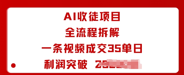 AI收徒项目全流程拆解一条视频成交35单日利润突破1k+-蓝海云网创