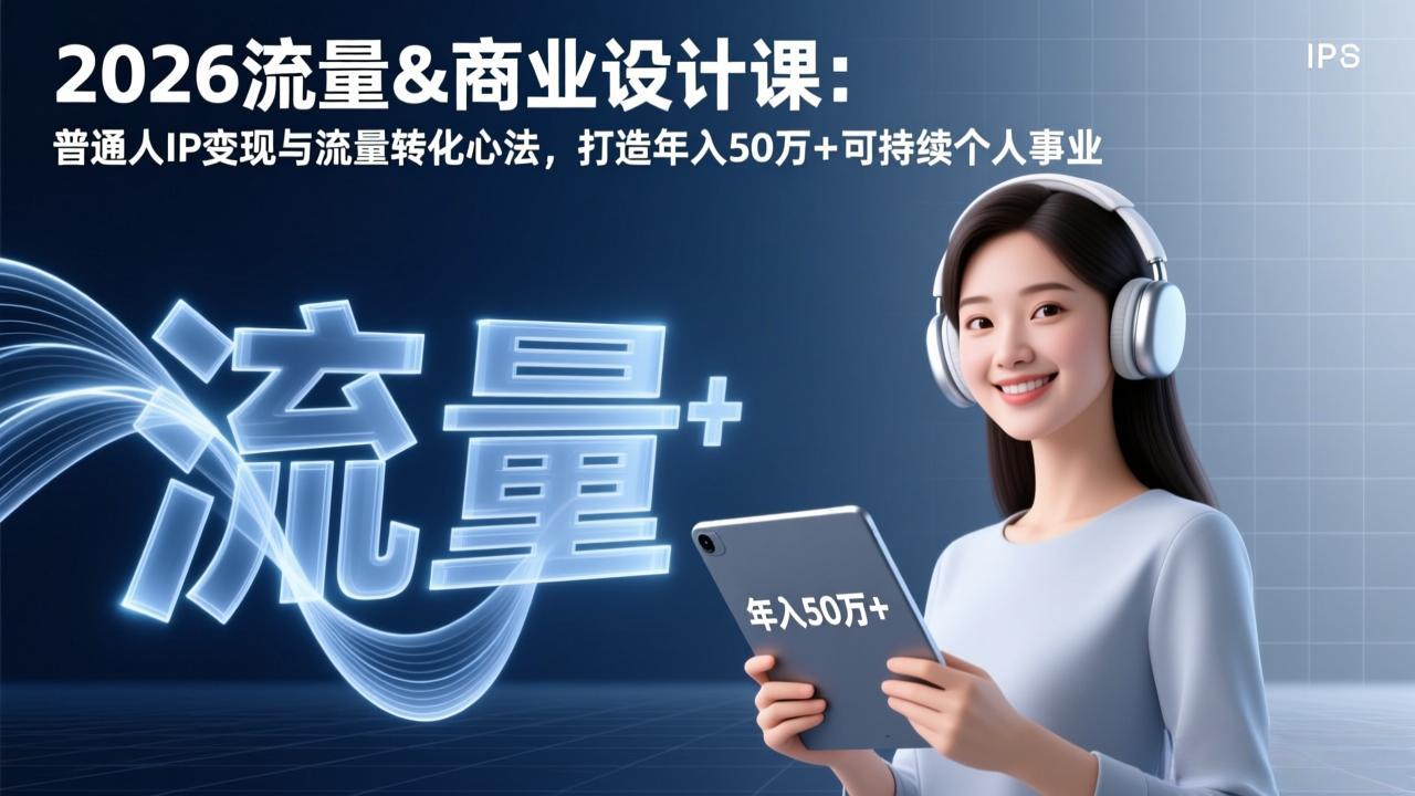 2026流量&商业设计课：普通人IP变现与流量转化心法，打造年入50万+可持续个人事业-蓝海云网创