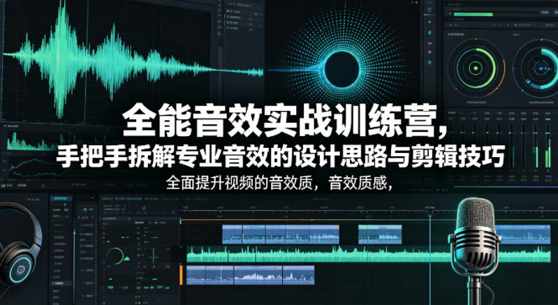 全能音效实战训练营，手把手拆解专业音效的设计思路与剪辑技巧，全面提升视频的音效质感-蓝海云网创
