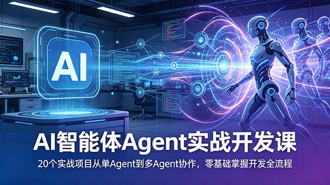 AI智能体Agent实战开发课：20个实战项目从单Agent到多Agent协作，零基础掌握开发全流程-蓝海云网创