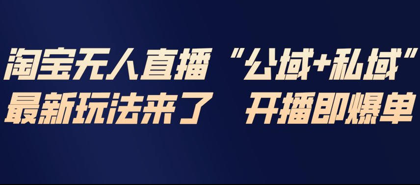 淘宝无人直播完整教程，公试+私域，最新玩法来了，开播即爆单-蓝海云网创