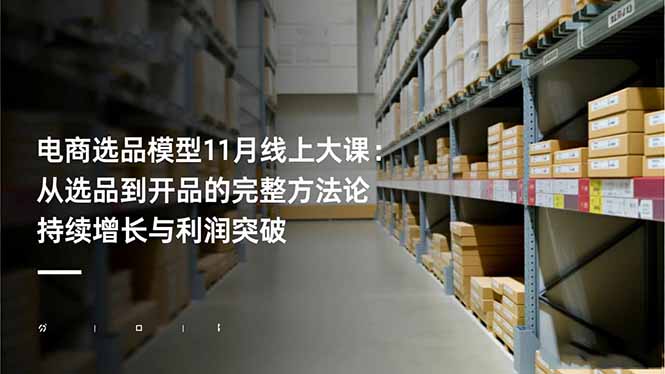 电商选品模型11月线上大课:从选品到开品的完整方法论 持续增长与利润突破-蓝海云网创
