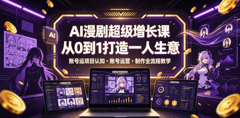 AI漫剧超级增长课，从0到1打造一人生意，项目认知・账号运营・制作全流程教学-蓝海云网创