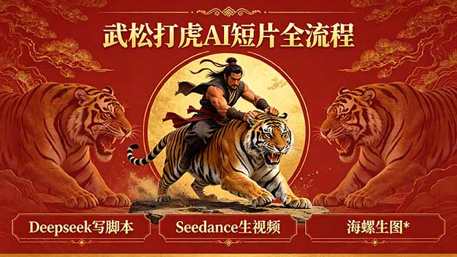 武松打虎AI短片全流程：Deepseek写脚本+Seedance生视频+海螺生图-蓝海云网创