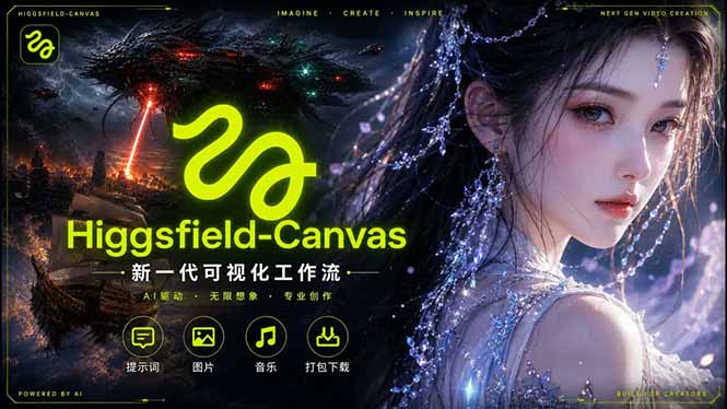 Higgsfield Canvas AI视频制作详解，节点式工作流搭建，重构新式视频创作完整教程-蓝海云网创