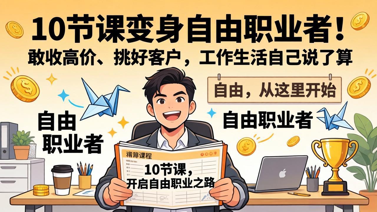 10 节课变身自由职业者！敢收高价、挑好客户，工作生活自己说了算-蓝海云网创