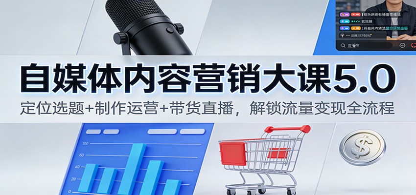 自媒体内容营销大课5.0：定位选题+制作运营+带货直播，解锁流量变现全流程-蓝海云网创