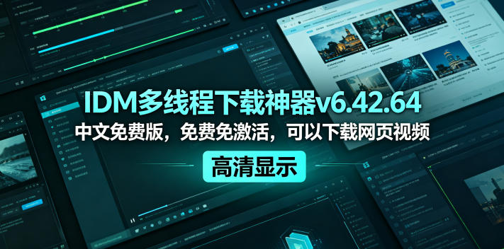 IDM多线程下载神器v6.42.64中文免费版，免费免激活，可以下载网页视频(例如飞书文档内的视频)-蓝海云网创
