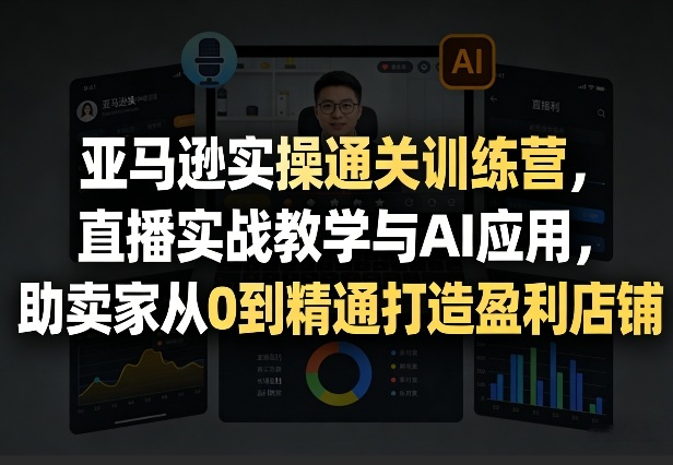 亚马逊实操通关训练营，直播实战教学与AI应用，助卖家从0到精通打造盈利店铺(更新3月)-蓝海云网创