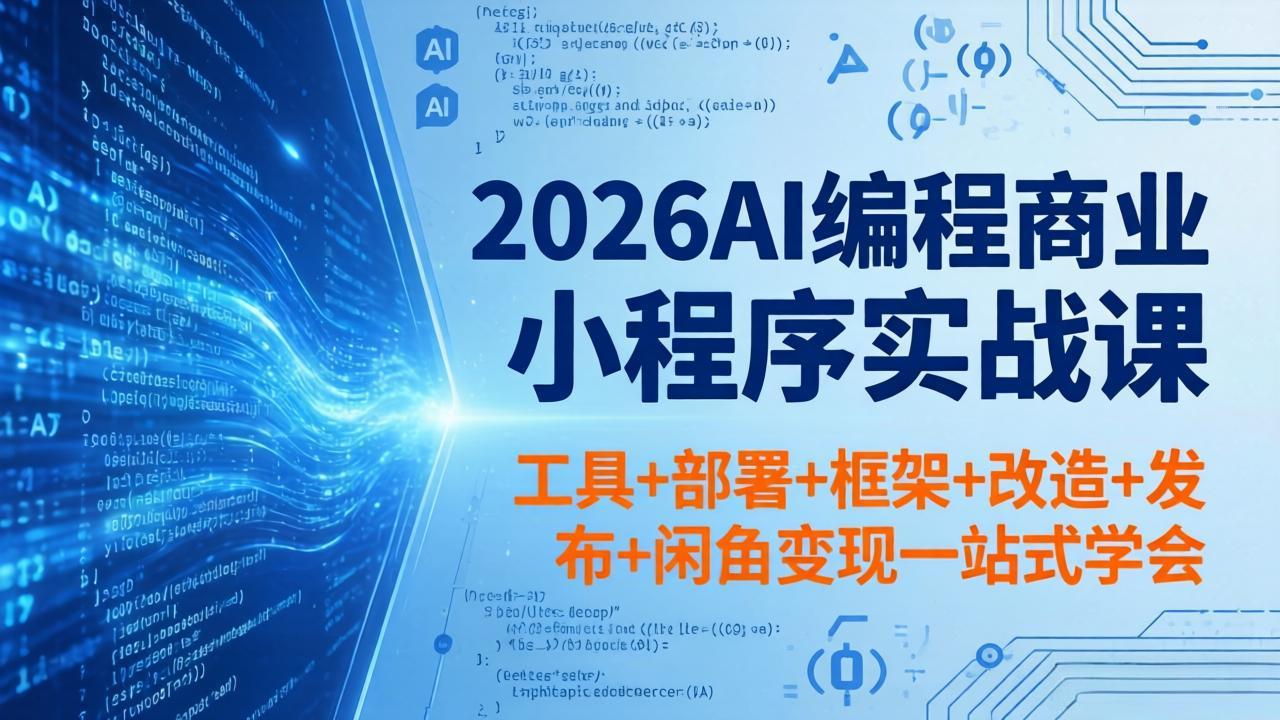 2026AI编程商业小程序实战课，工具+部署+框架+改造+发布+闲鱼变现一站式学会-蓝海云网创