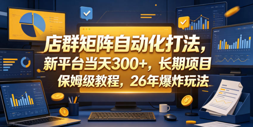店群矩阵自动化打法，新平台当天300+，长期项目，保姆级教程，26年爆炸玩法【揭秘】-蓝海云网创