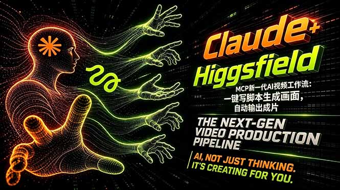 Claude+Higgsfield MCP新一代AI视频工作流：一键写脚本生成画面，自动输出成片-蓝海云网创