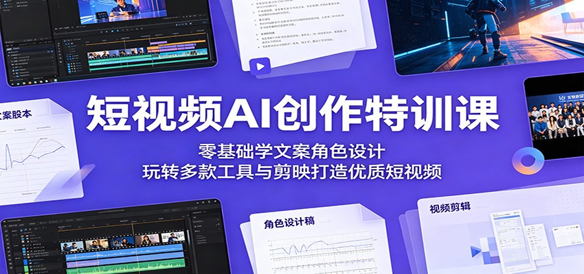 短视频AI创作特训课：零基础学文案角色设计，玩转多款工具与剪映打造优质短视频-蓝海云网创