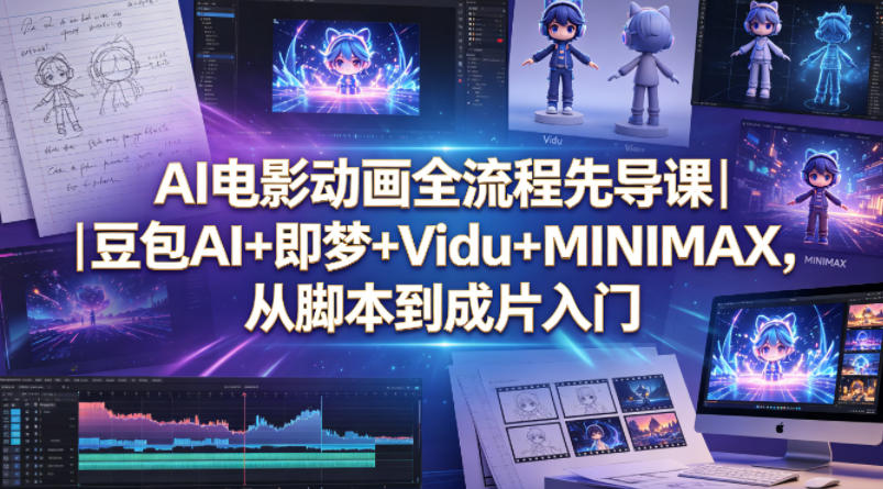 AI电影动画全流程先导课｜豆包AI+即梦+Vidu+MINIMAX，从脚本到成片入门-蓝海云网创