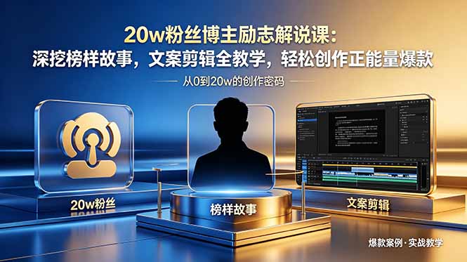 20w粉丝博主励志解说课：深挖榜样故事，文案剪辑全教学，轻松创作正能量爆款-蓝海云网创