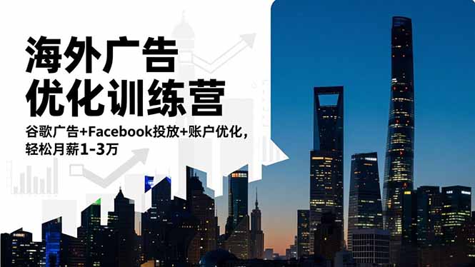 海外广告优化训练营:谷歌广告+Facebook投放+账户优化,轻松月薪1-3万-蓝海云网创