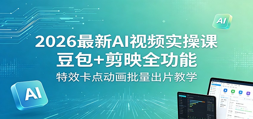 2026最新AI视频实操课：豆包+剪映全功能，特效卡点动画批量出片教学-蓝海云网创