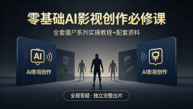 零基础AI影视创作必修课，全套僵尸系列实操教程加配套资料，全程答疑带你独立完整出片-蓝海云网创