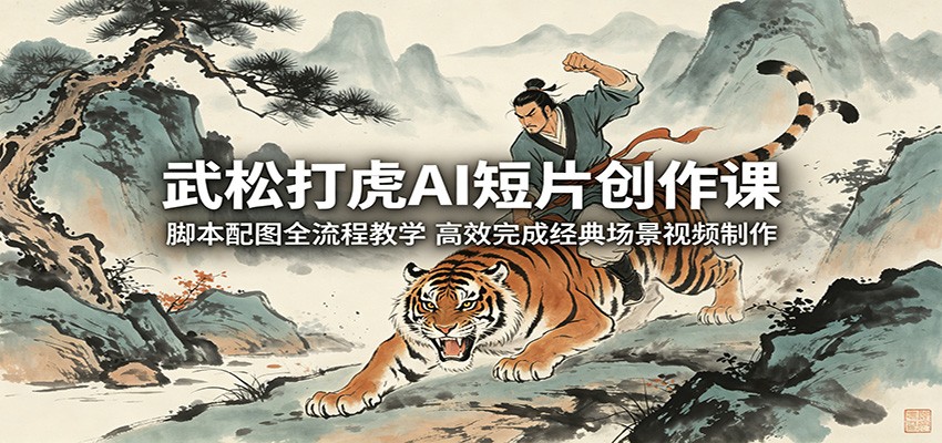 武松打虎AI短片创作课：脚本配图全流程教学，高效完成经典场景视频制作-蓝海云网创