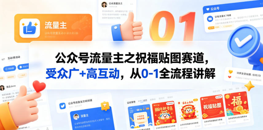 公众号流量主之祝福贴图赛道，受众广+高互动，从0-1全流程讲解-蓝海云网创