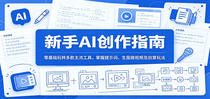新手AI创作指南：零基础玩转多款主流工具，掌握提示词、生图做视频及创意玩法-蓝海云网创