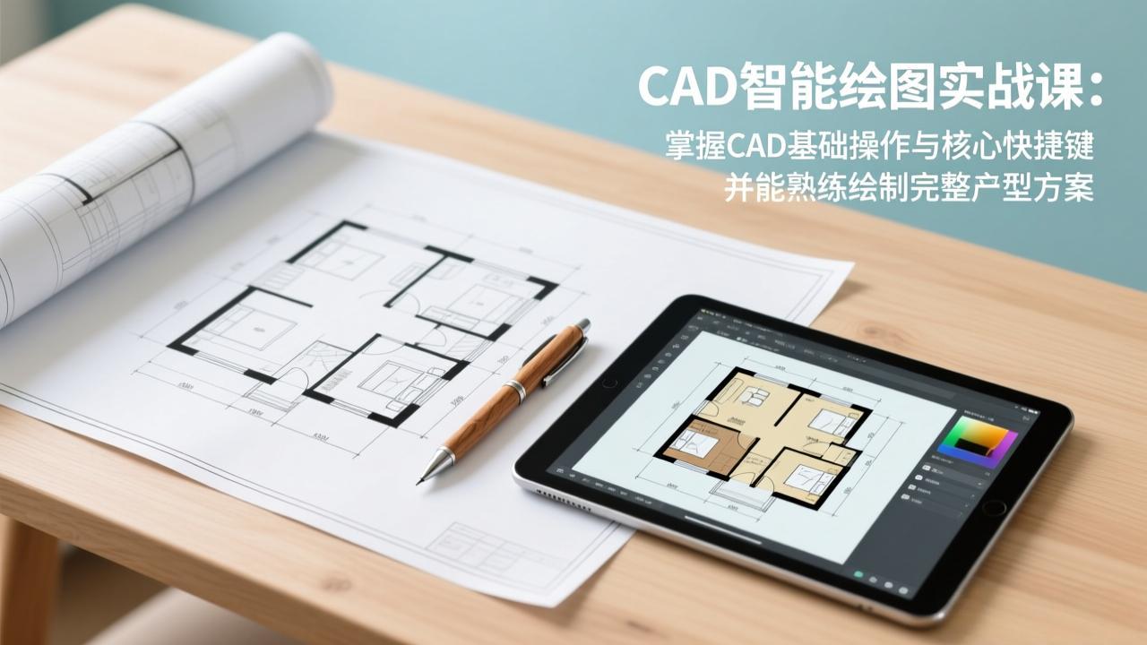 CAD智能绘图实战课：掌握CAD基础操作与核心快捷键，并能熟练绘制完整户型方案-蓝海云网创