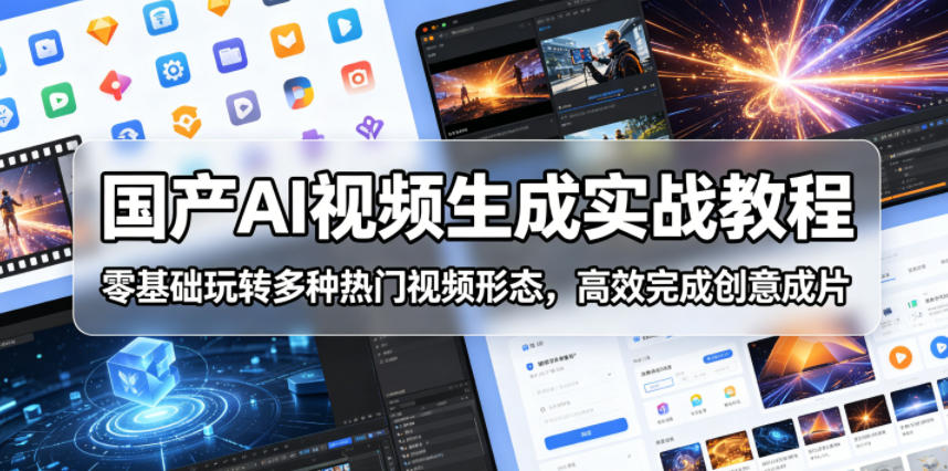 国产AI视频生成实战教程，零基础玩转多种热门视频形态，高效完成创意成片-蓝海云网创