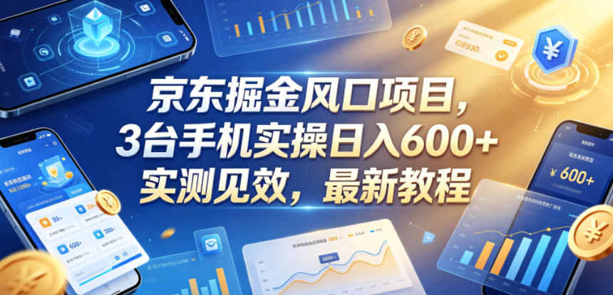 京东掘金风口项目，3台手机实操日入600+，实测见效，最新教程【揭秘】-蓝海云网创