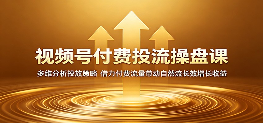 视频号付费投流操盘课：多维分析投放策略，借力付费流量带动自然流长效增长收益-蓝海云网创