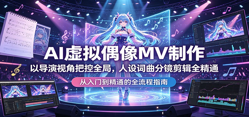 AI虚拟偶像MV制作：以导演视角把控全局，人设词曲分镜剪辑全精通-蓝海云网创