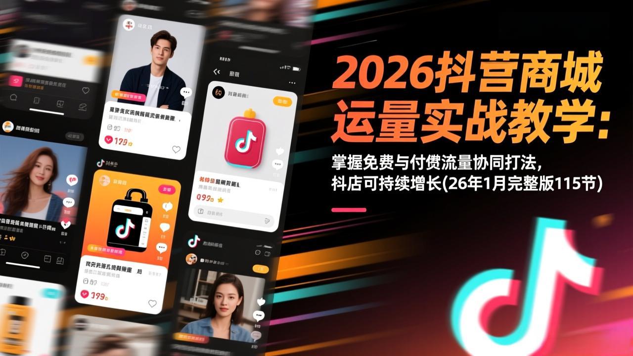 2026抖音商城运营实战教学：掌握免费与付费流量协同打法，抖店可持续增长(26年1月完整版115节-蓝海云网创